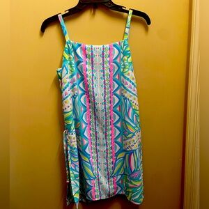 Lilly Pullitzer size 4 patterned  spaghetti strap mini dress, good condition
